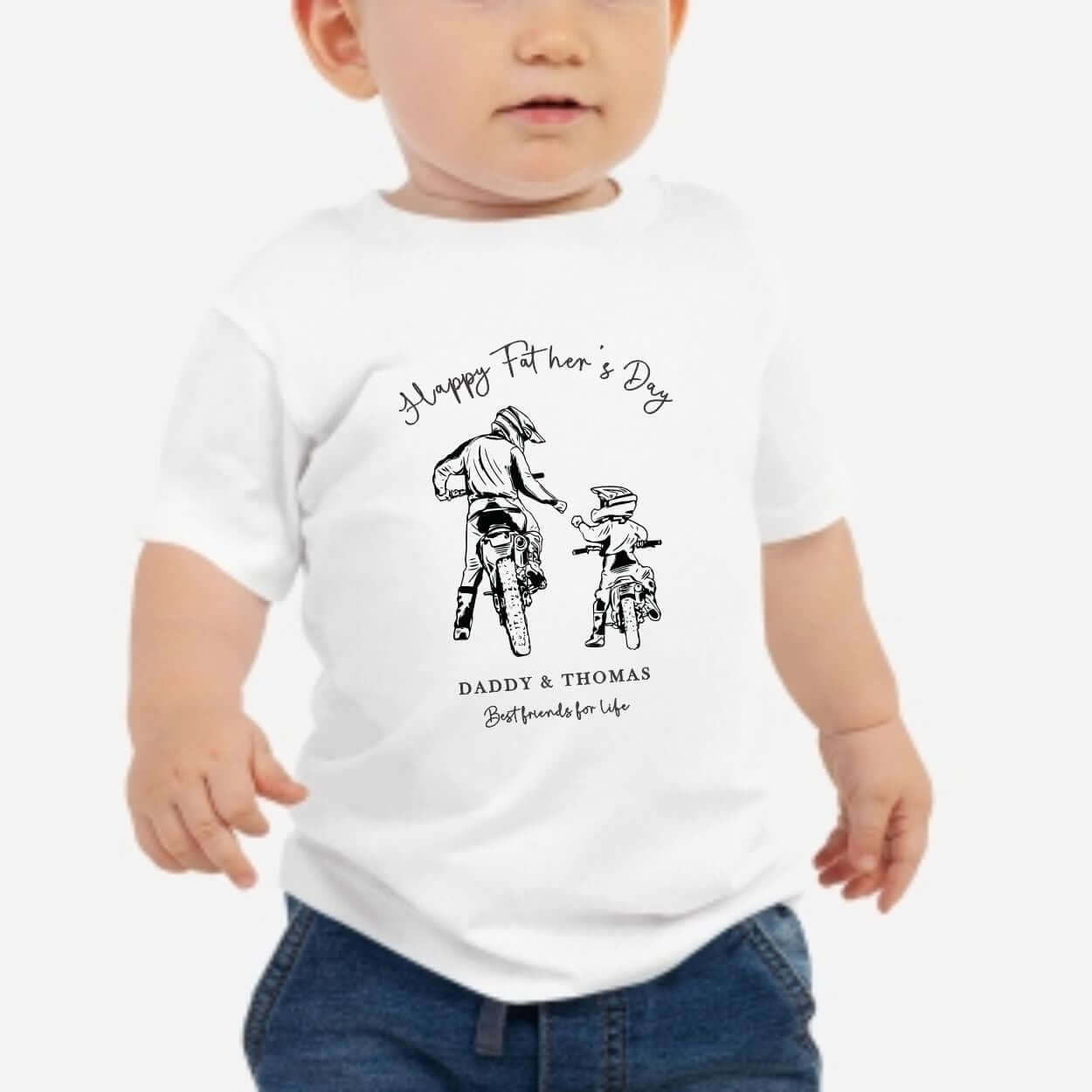 father and son fathers day motorbike t-shirt