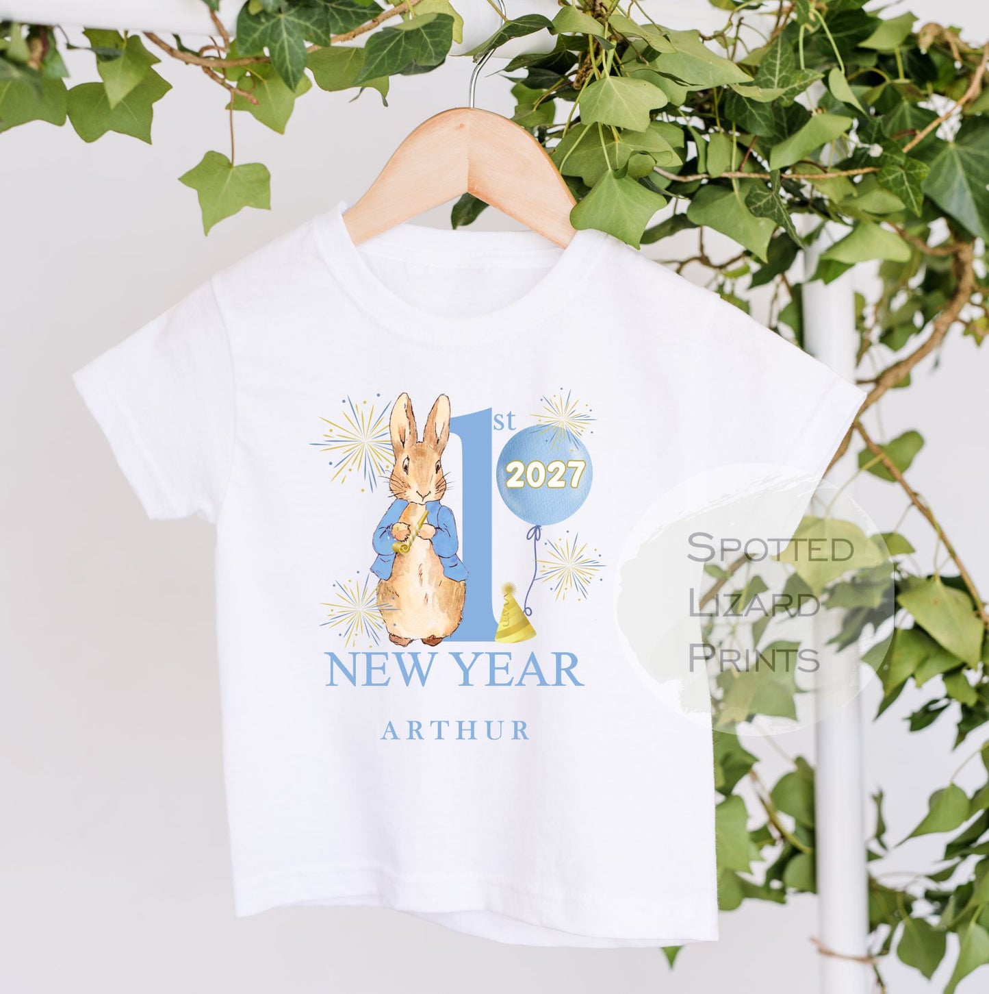 Personalised Peter Rabbit First New Years Eve Baby Outfit- My First New Years Eve Sleepsuit or Vest- 1st New Year Peter Rabbit