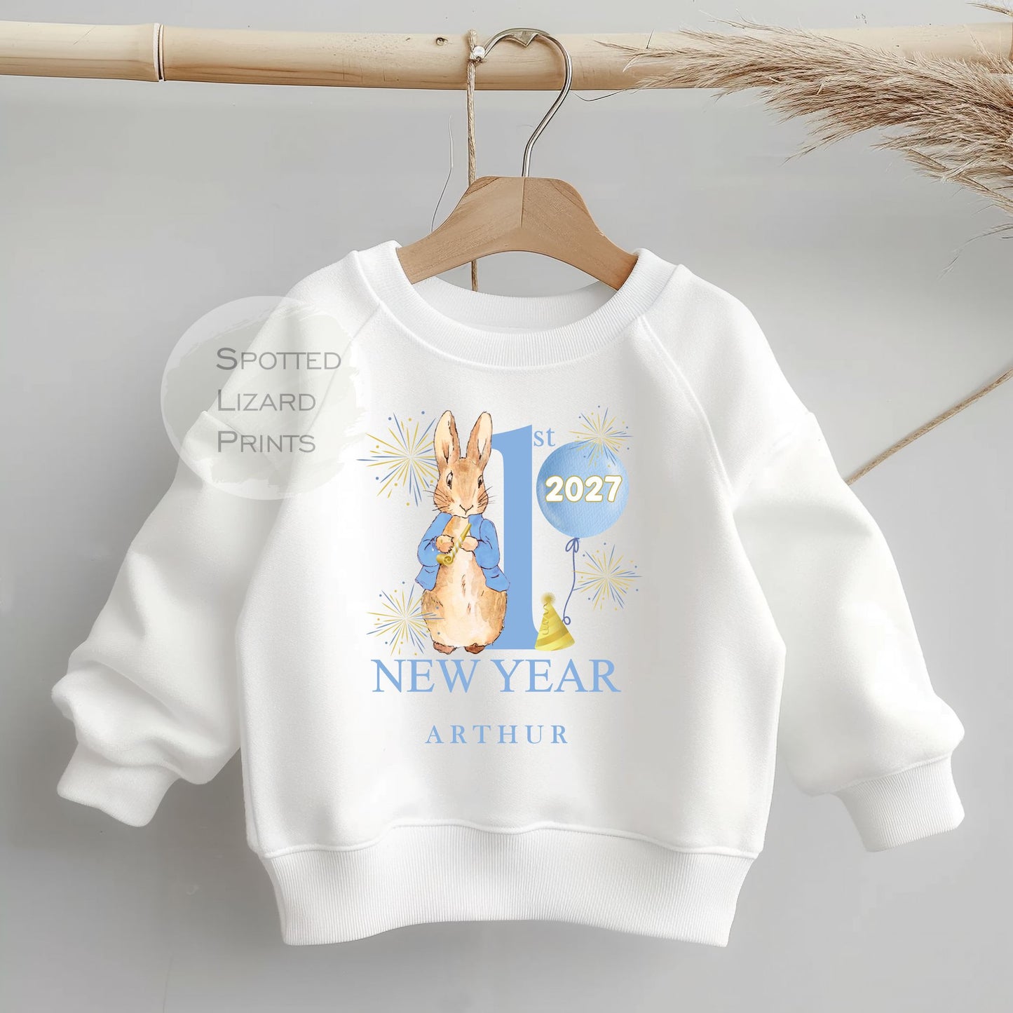Personalised Peter Rabbit First New Years Eve Baby Outfit- My First New Years Eve Sleepsuit or Vest- 1st New Year Peter Rabbit