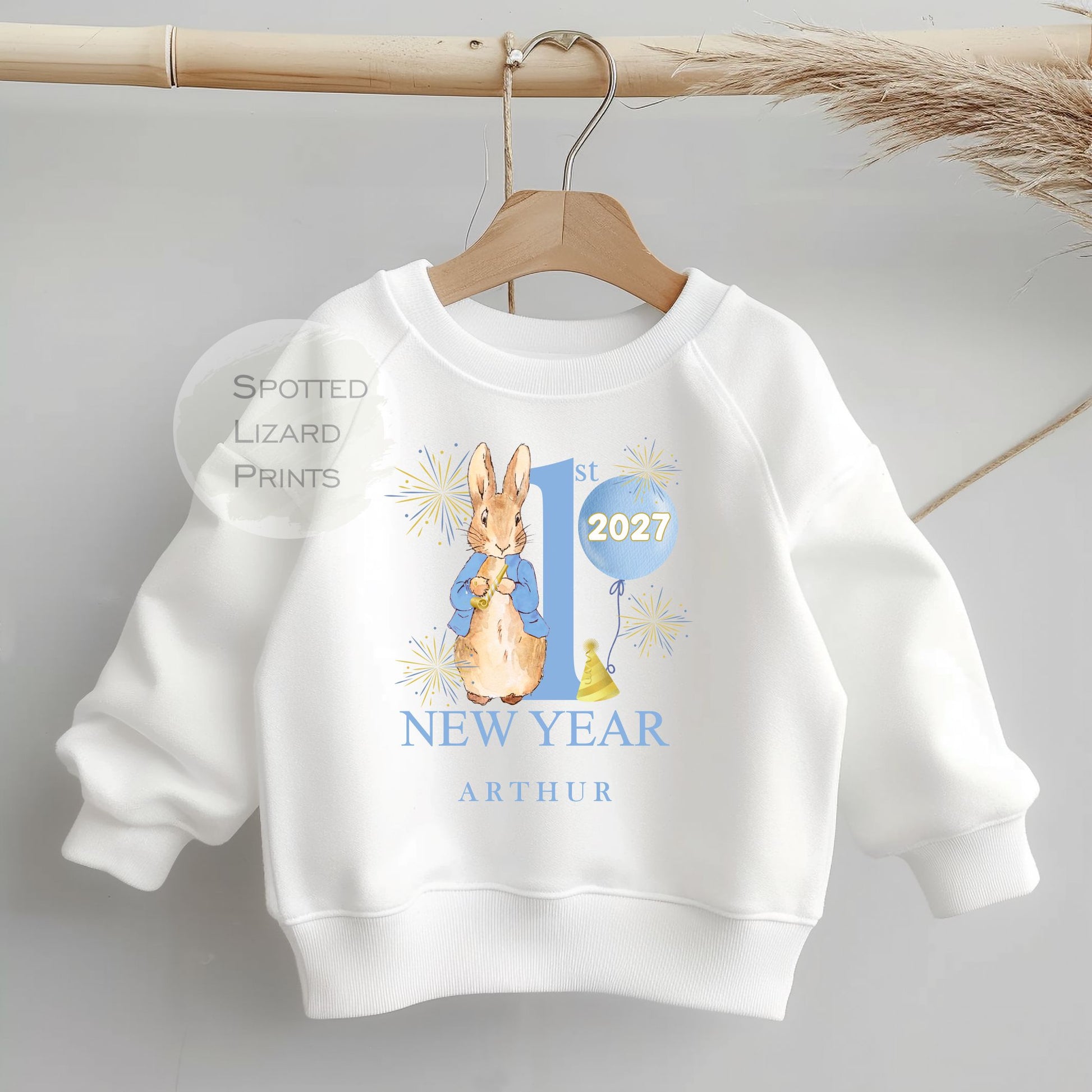 Personalised Peter Rabbit First New Years Eve Baby Outfit- My First New Years Eve Sleepsuit or Vest- 1st New Year Peter Rabbit