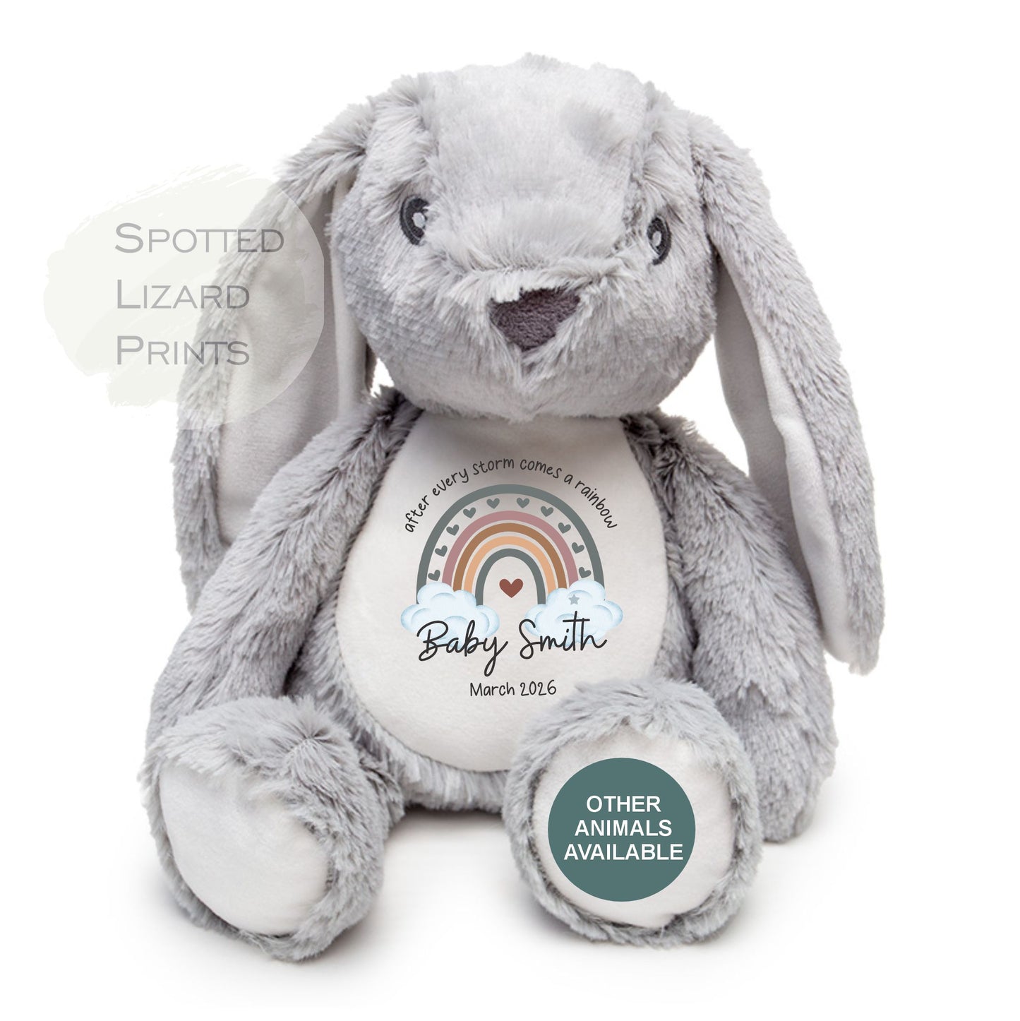 After Every Storm comes a rainbow Baby Teddy - IVF New baby arrival gift, new baby soft toy | miracle baby | rainbow baby