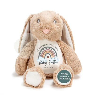 After Every Storm comes a rainbow Baby Teddy - IVF New baby arrival gift, new baby soft toy | miracle baby | rainbow baby