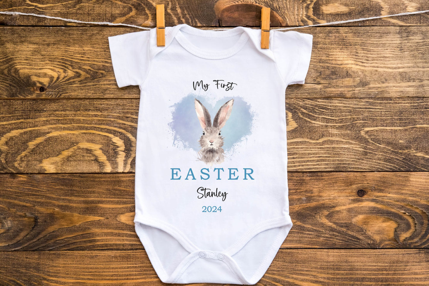 white baby vest personalised easter