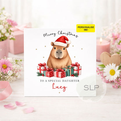 Personalised Capybara Christmas Card