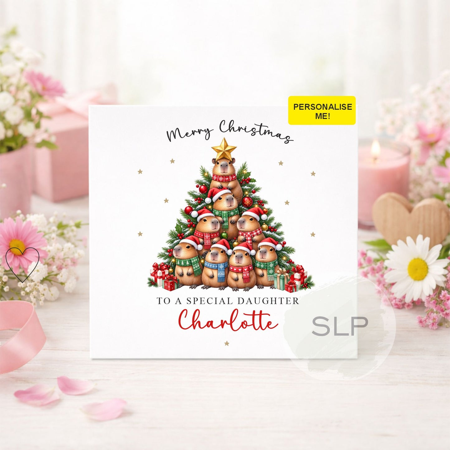 Personalised Capybara Christmas Card