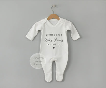Personalised Coming Soon Announcement Baby Vest or Rompersuit
