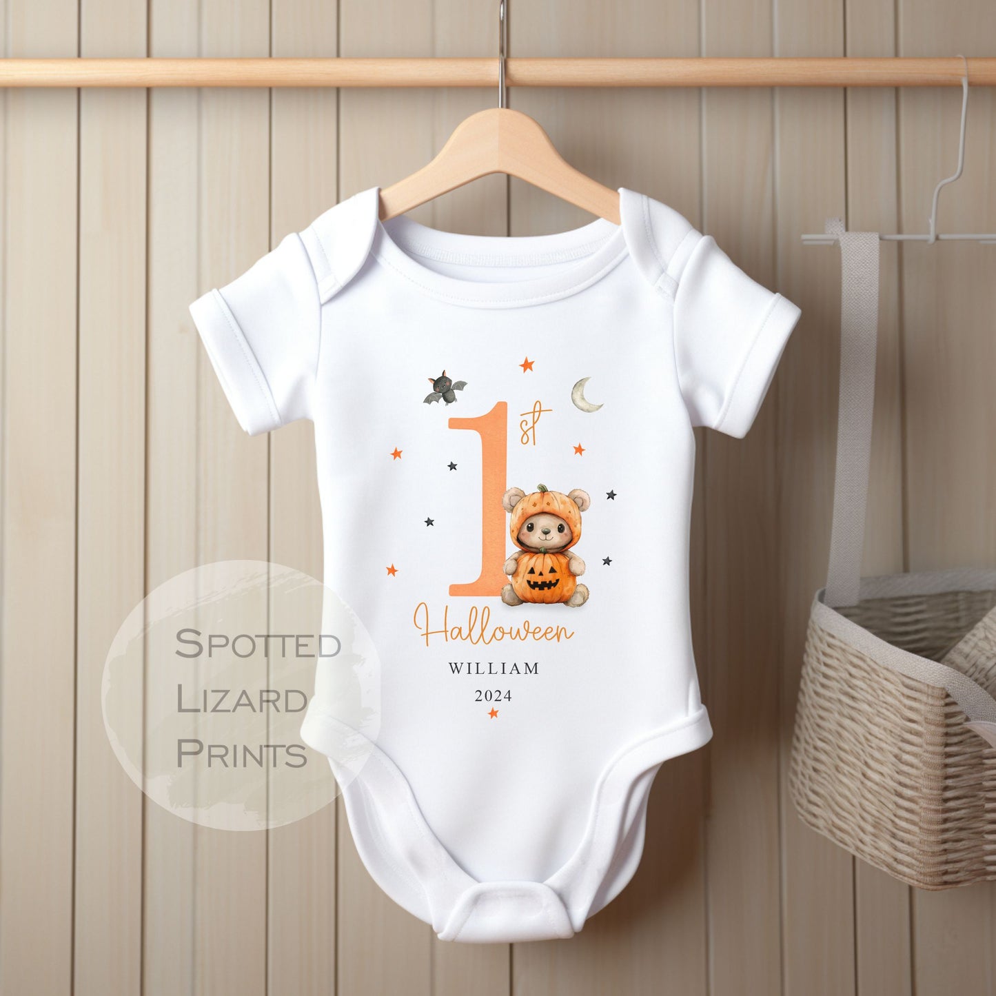 Personalised First Halloween Baby outfit | Baby Halloween Costume Gift | First Halloween Sleepsuit or Vest