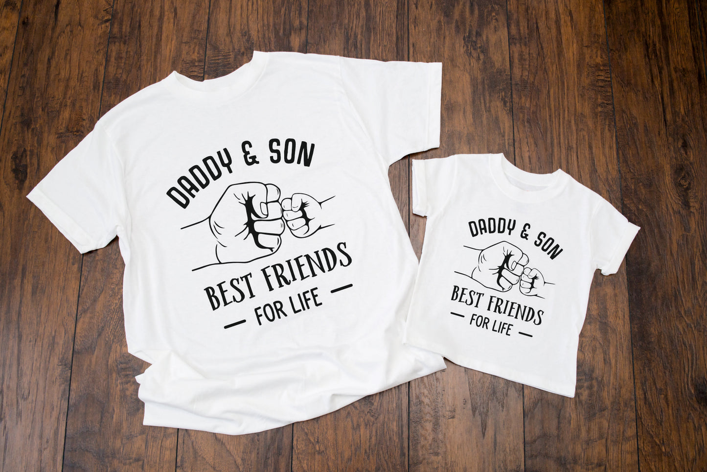 matching father and son T-shirt personalised with a name