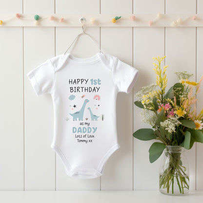 Happy Birthday Daddy personalised white Baby Vest