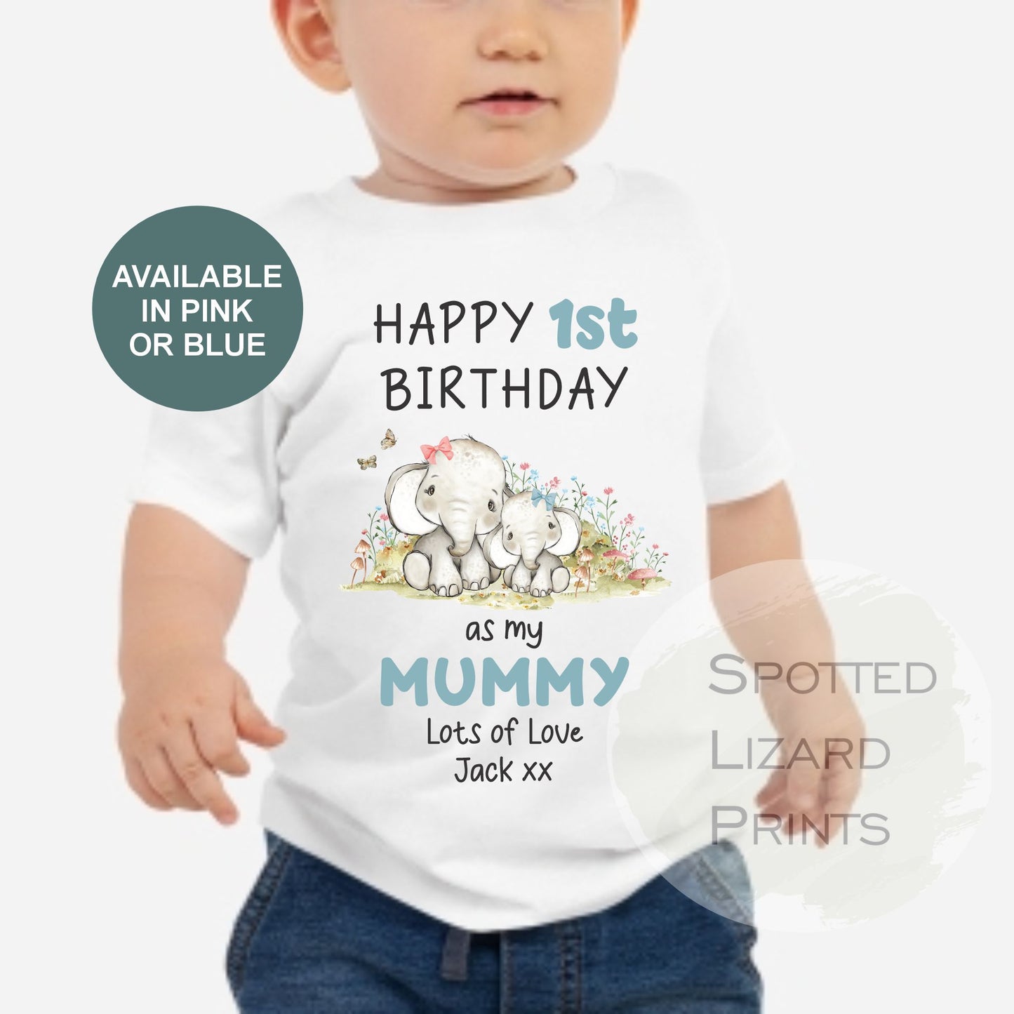 Happy First Birthday MUMMY Baby Outfit ELEPHANTS (First Birthday 1st Birthday Mummy Mum Birthday)