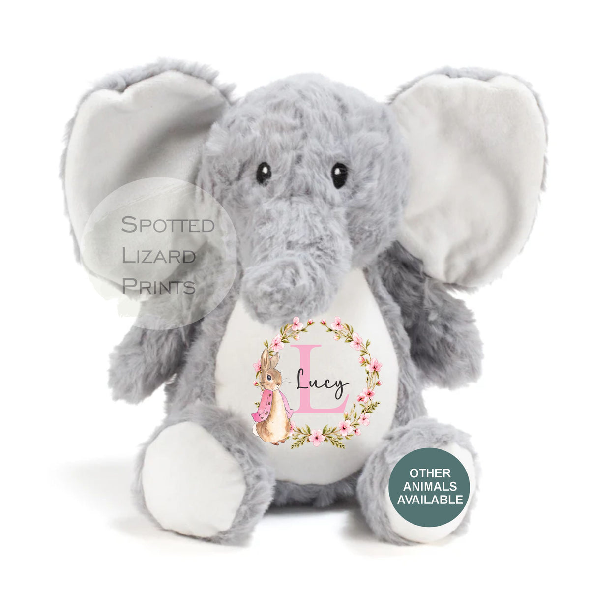 Personalised Peter Rabbit Style Plush Toy | Floral Bunny Baby Gift | New Baby, Christening & Birthday Gift