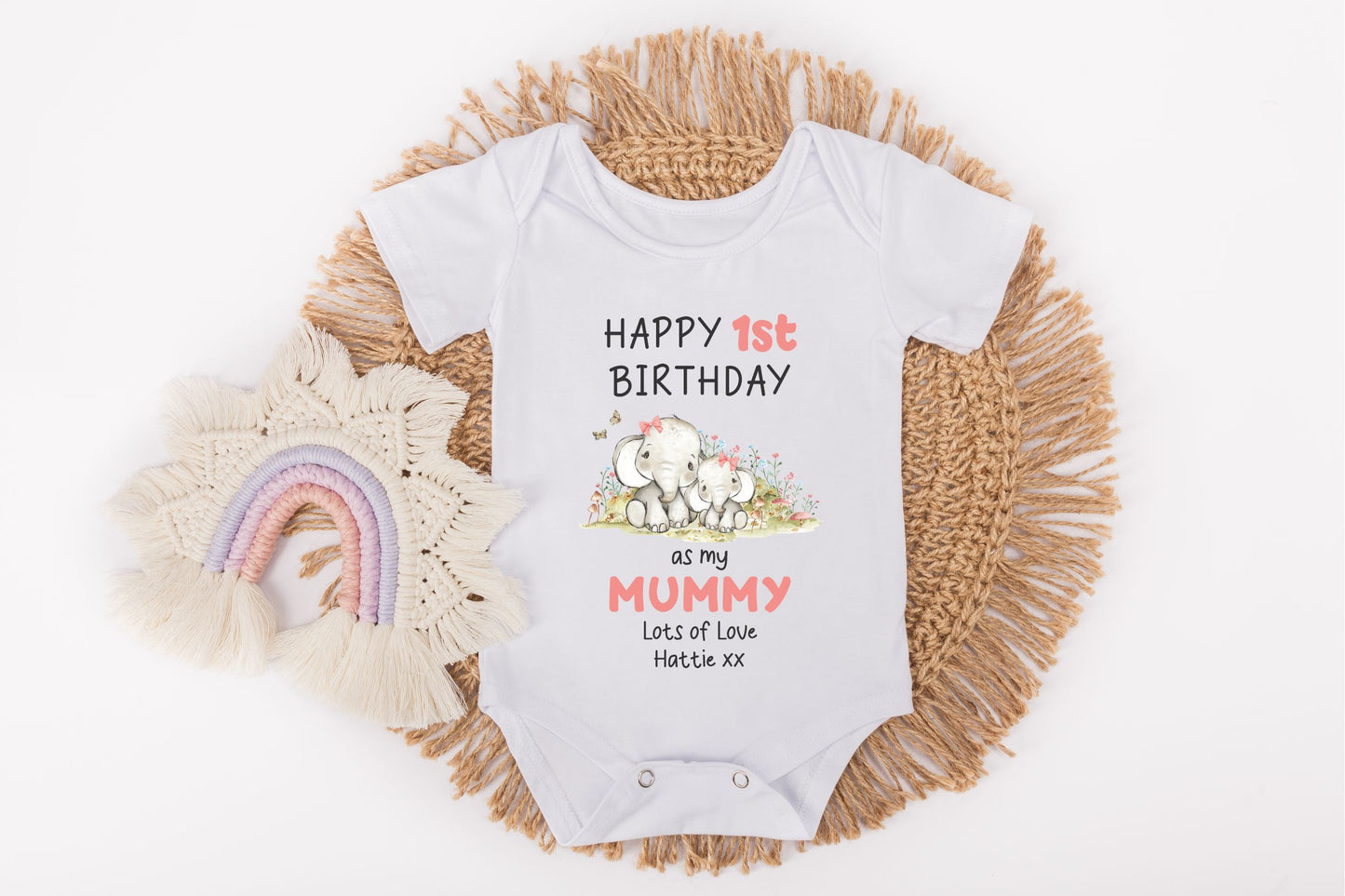 Happy 1st Birthday Mummy personalised Baby vest