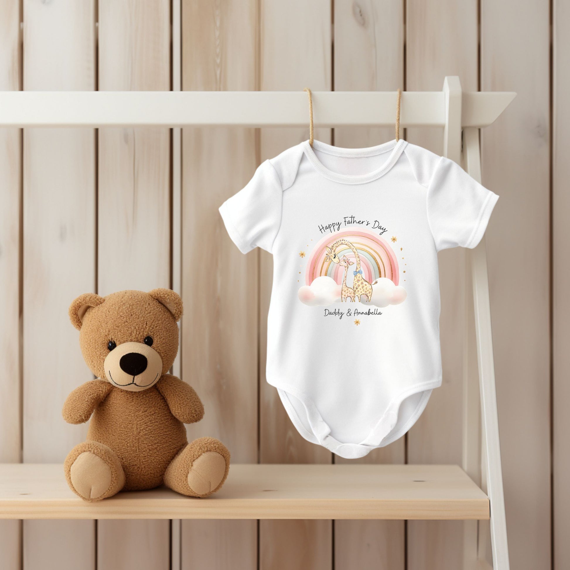 Happy fathers day personalised white baby vest