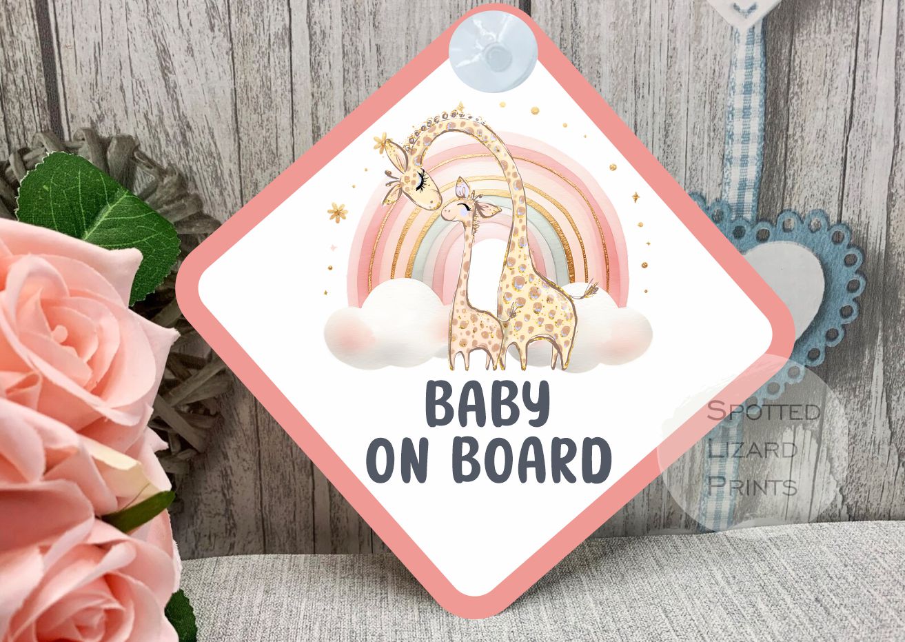 Giraffe Baby on board car sign