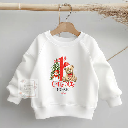 Personalised First Christmas Baby Outfit- My First Christmas Sleepsuit, Vest T-shirt, First Christmas Pyjamas First Christmas Sweatshirt
