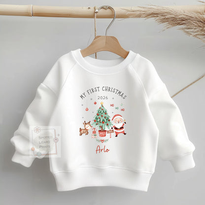 Personalised First Christmas Baby Outfit- My First Christmas Sleepsuit or Vest - 1st Xmas Cute Santa