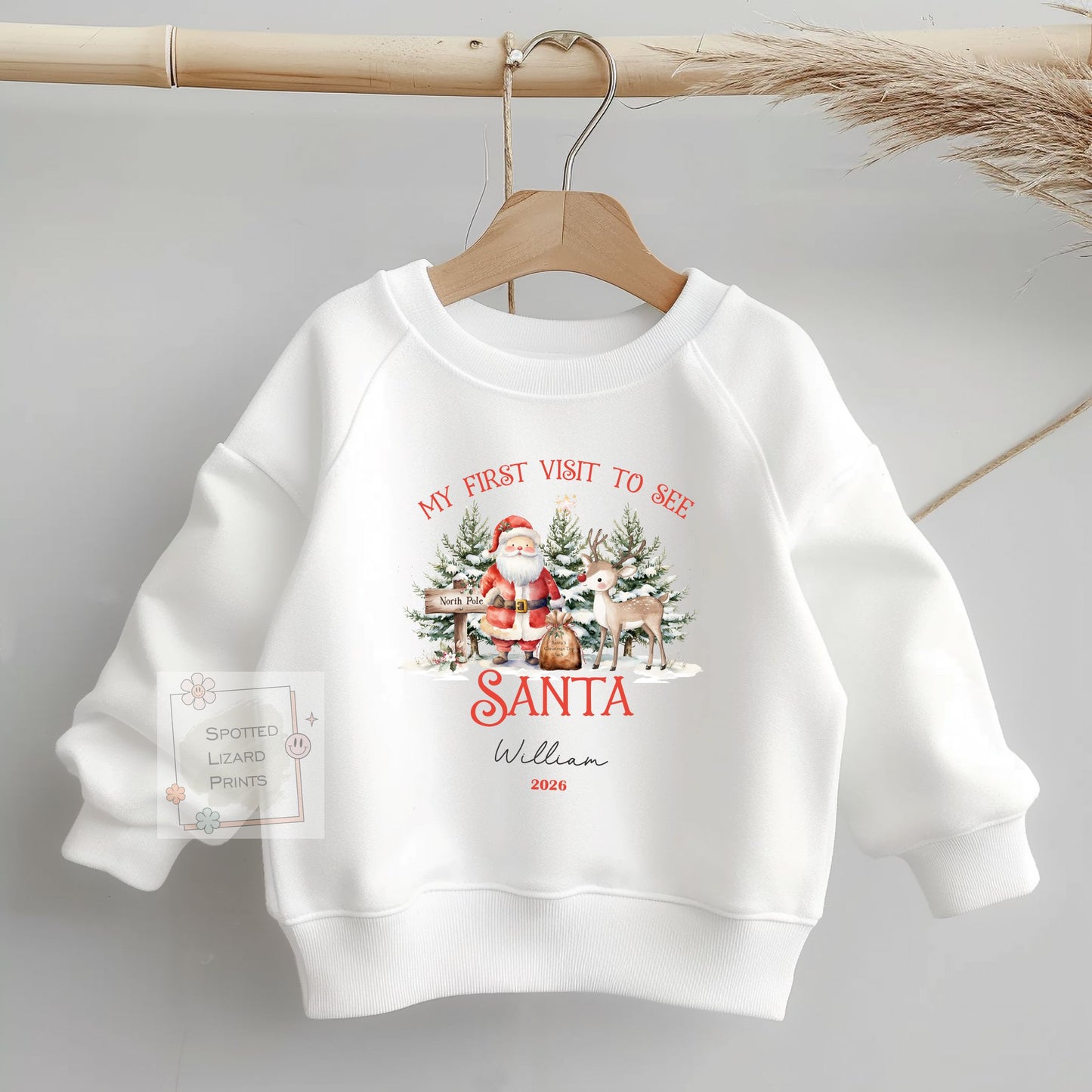 Personalised Visit Santa Sweatshirt, Baby Vest or Sleepsuit | First visit to Santa Christmas top, Children's Christmas