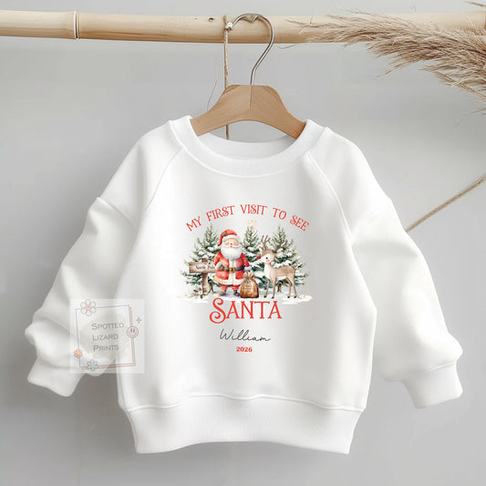 Personalised Visit Santa Sweatshirt, Baby Vest or Sleepsuit | First visit to Santa Christmas top, Children's Christmas