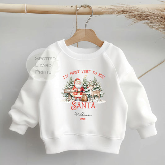 Personalised Visit Santa Sweatshirt, Baby Vest or Sleepsuit | First visit to Santa Christmas top, Children's Christmas