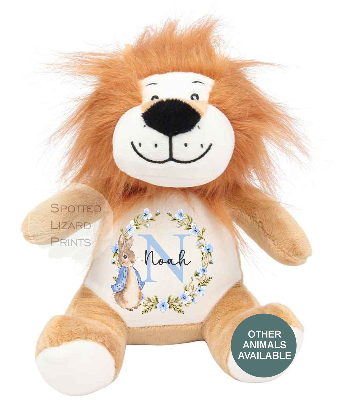 Personalised Peter Rabbit New Baby Soft Toy with Name & Initial, Bunny Rabbit Teddy, New Baby Boy Gift, Baby Shower Keepsake