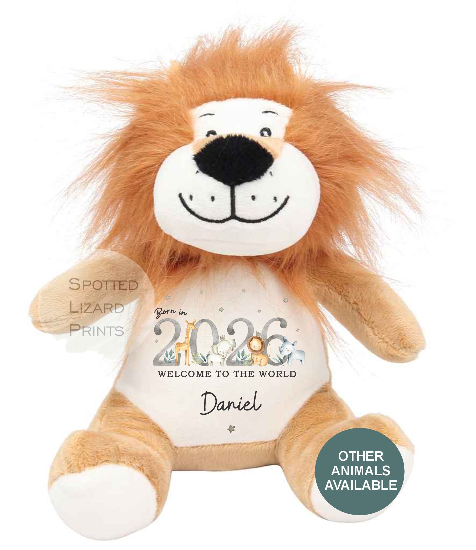 Personalised Born in 2026 Soft Toy Name, Welcome to the World - Baby Shower - Baby Gift - Baby Girl Baby Boy - personalised baby gift