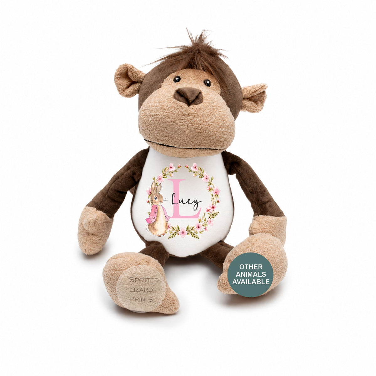 Personalised Peter Rabbit Style Plush Toy | Floral Bunny Baby Gift | New Baby, Christening & Birthday Gift