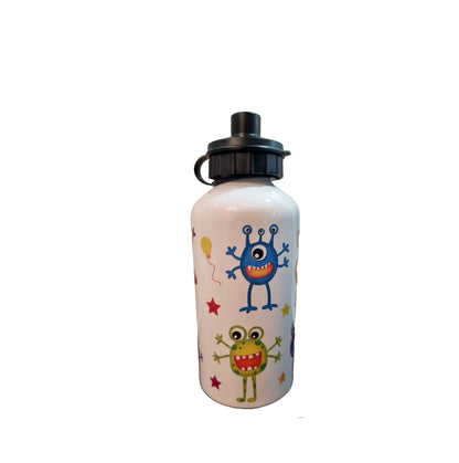 Personalised Happy Drinks Bottle. Unique Hand printed Gift. Aluminium Water Drink