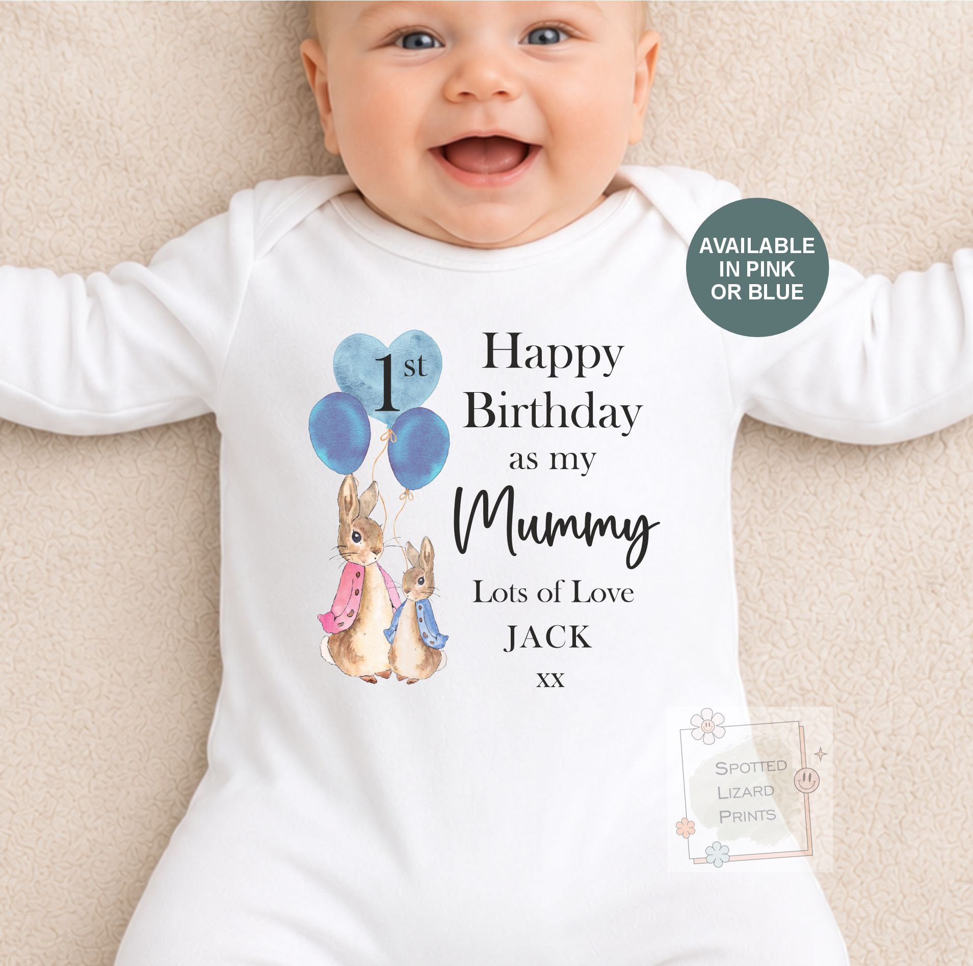 Personalised Peter Rabbit First Birthday as My Mummy Bodysuit, Baby First Birthday Outfit, Custom Birthday Baby Vest