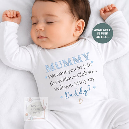Will You Marry My Daddy Baby Grow | Personalised Proposal Baby Vest | Marriage Proposal Outfit | Engagement Announcement Engagement Idea