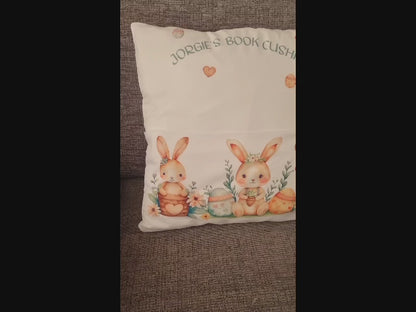 Personalised Easter Book Cushion, Easter Gift, Book Cushion