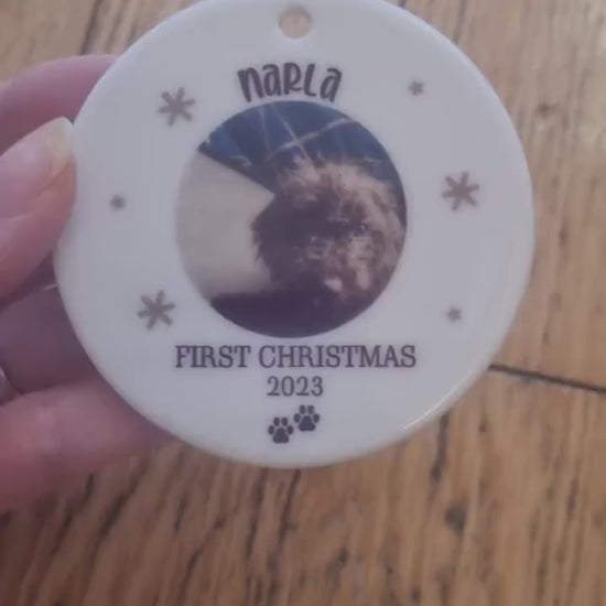 Personalised Dogs First Christmas Bauble - Personalised Christmas Pet Ornament - Dog Bauble - Cat Bauble - Dog First Xmas Ornament