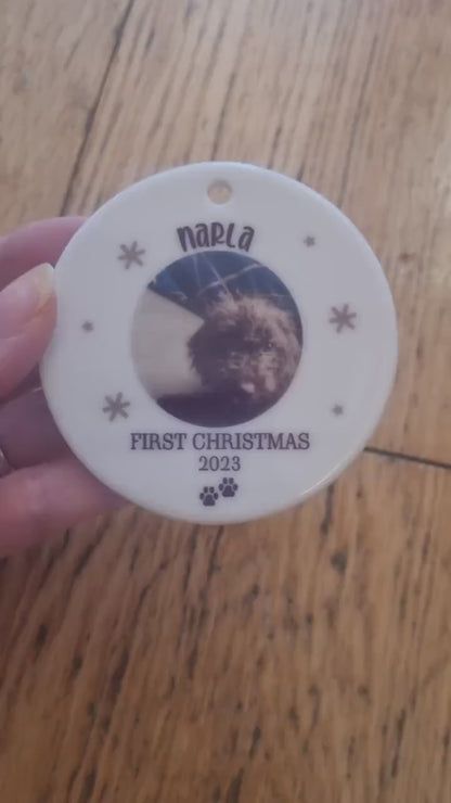 Personalised Dogs First Christmas Bauble - Personalised Christmas Pet Ornament - Dog Bauble - Cat Bauble - Dog First Xmas Ornament