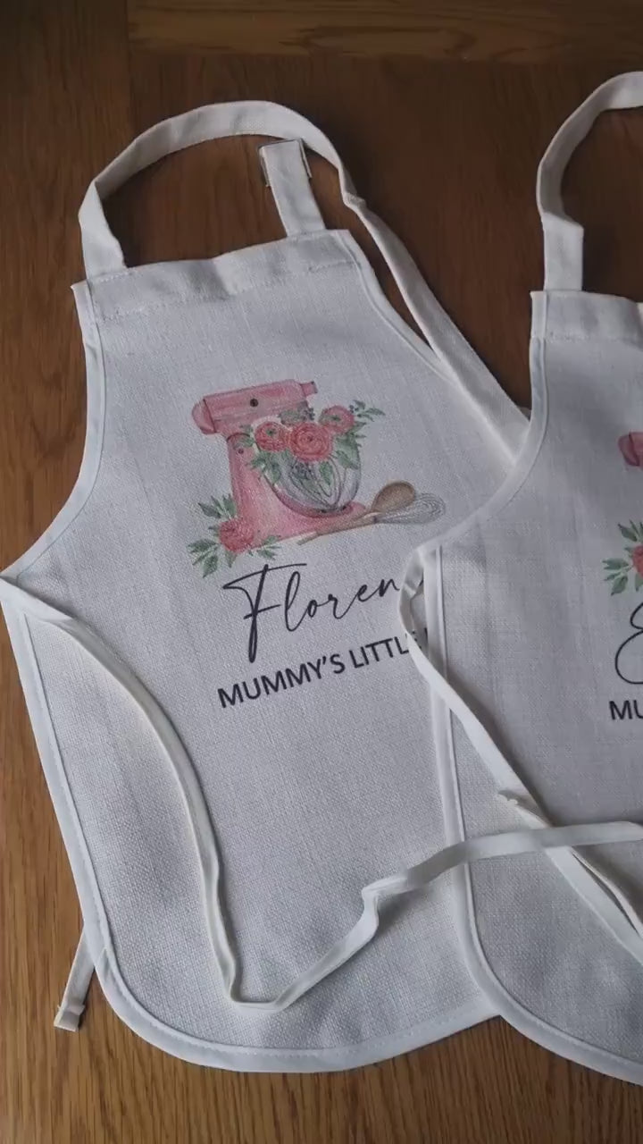 Personalised Kids Apron - Personalised Girl's Floral Apron - Baking Gifts - Kids Apron - Baking Set - Kid's Apron