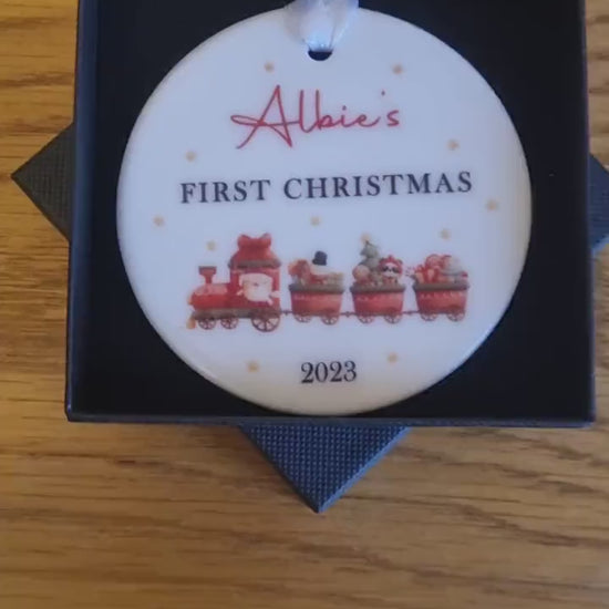 Personalised Christmas Bauble Baby's 1st Christmas Baubles - Baby Girl/Boy First Christmas  My 1st Christmas Ornament - Santa Sleigh