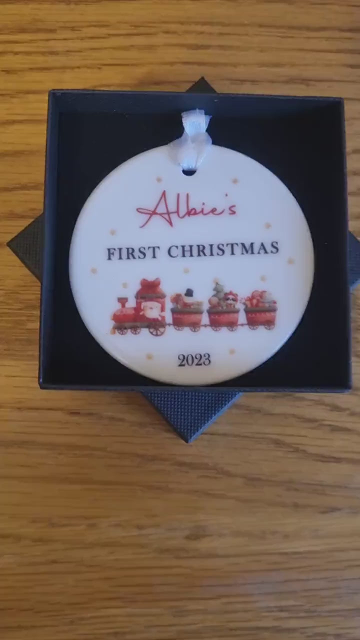 Personalised Christmas Bauble Baby's 1st Christmas Baubles - Baby Girl/Boy First Christmas  My 1st Christmas Ornament - Santa Sleigh