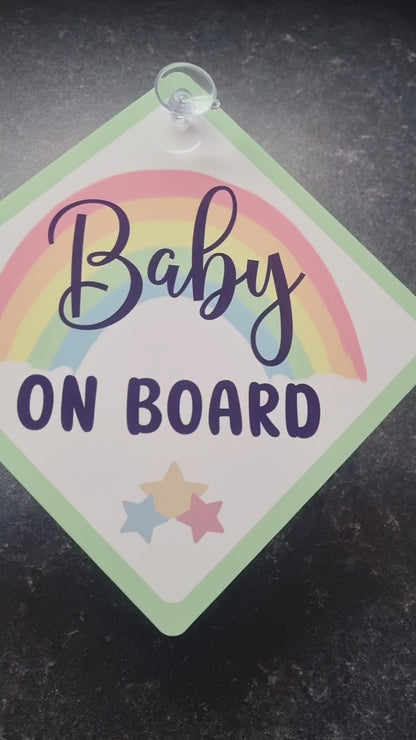 Rainbow on Board Car Sign - Baby on Board - Child on Board