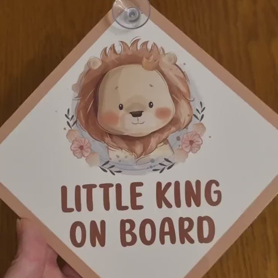 Lion Baby on Board Car Sign - Baby on Board | Child on Board - Little King on Board