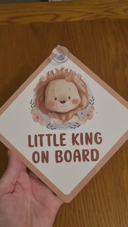 Lion Baby on Board Car Sign - Baby on Board | Child on Board - Little King on Board