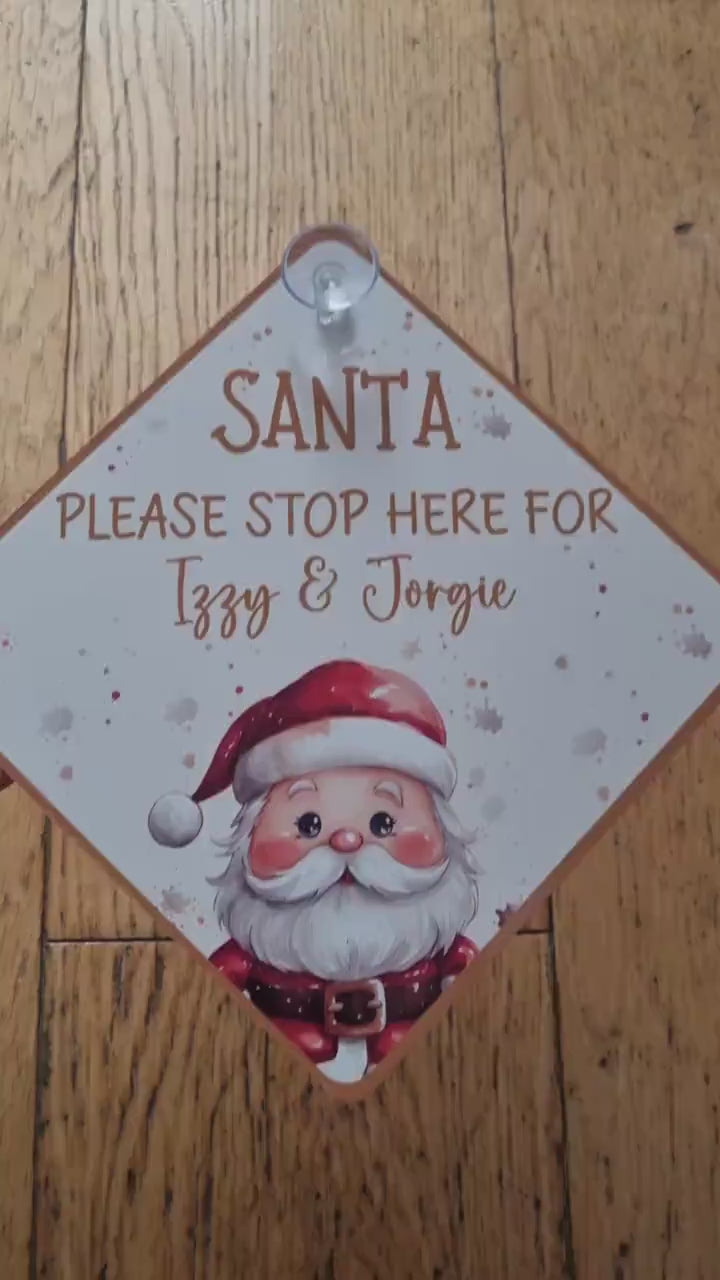 Personalised Santa Stop Here Sign - Christmas Decoration, Christmas Window Stop here Sign, Christmas Gift for Kids