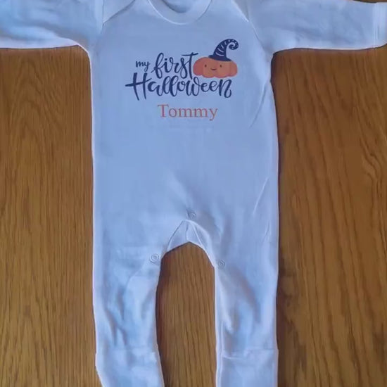 Personalised First Halloween Baby Romper Baby Halloween Costume Gift Personalised First Halloween Sleepsuit