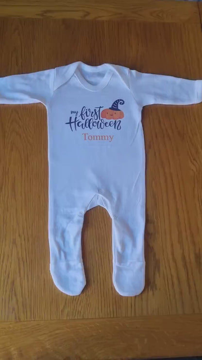 Personalised First Halloween Baby Romper Baby Halloween Costume Gift Personalised First Halloween Sleepsuit