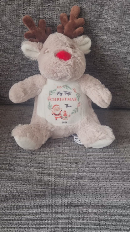 Personalised First Christmas Reindeer Teddy - First Christmas Gift - Baby 1st Christmas Keepsake - Christmas Eve Box  - Santa