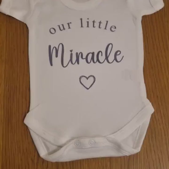 Our Little Miracle Pregnancy Announcement Baby Vest/Romper, Baby Shower Gift, Pregnancy Reveal Vest, IVF Baby, Miracle Baby Outfit