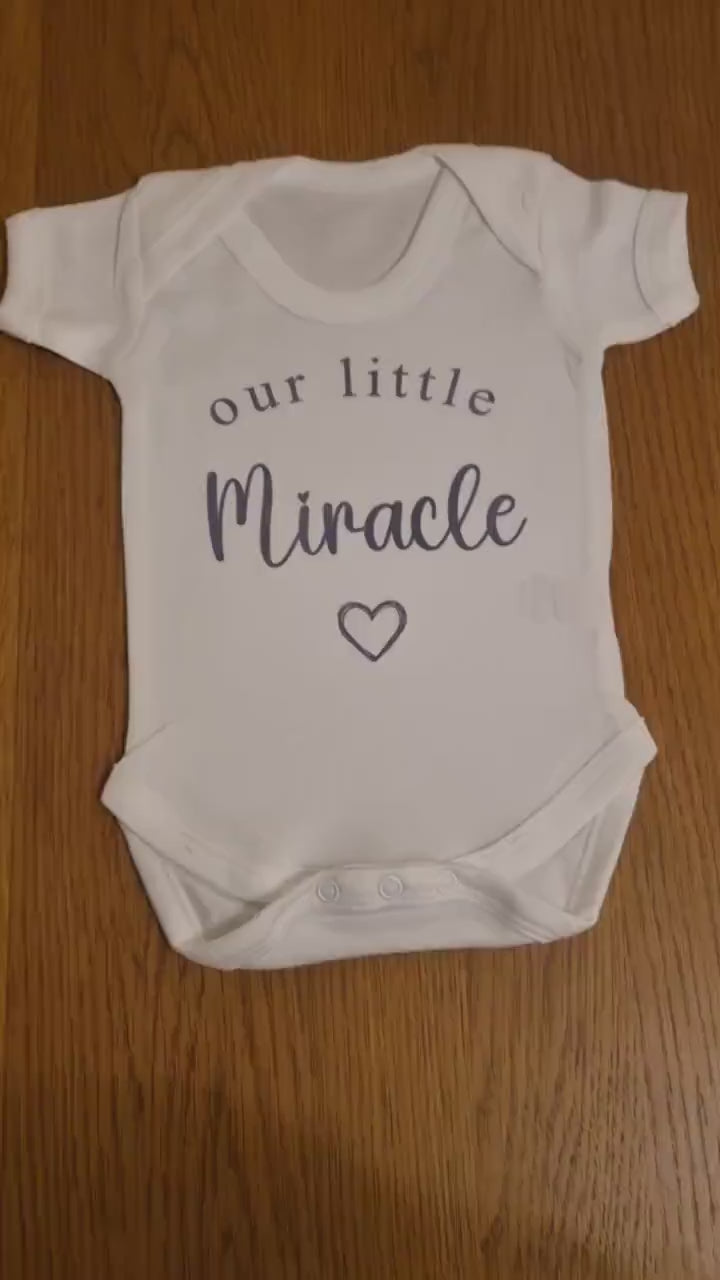 Our Little Miracle Pregnancy Announcement Baby Vest/Romper, Baby Shower Gift, Pregnancy Reveal Vest, IVF Baby, Miracle Baby Outfit