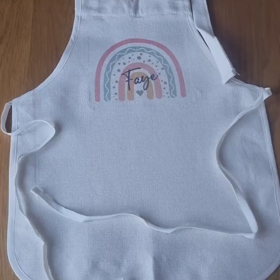 Personalised Kids Apron - Personalised Girl's Rainbow Apron - Baking Gifts - Kids Apron - Baking Set - Kid's Apron