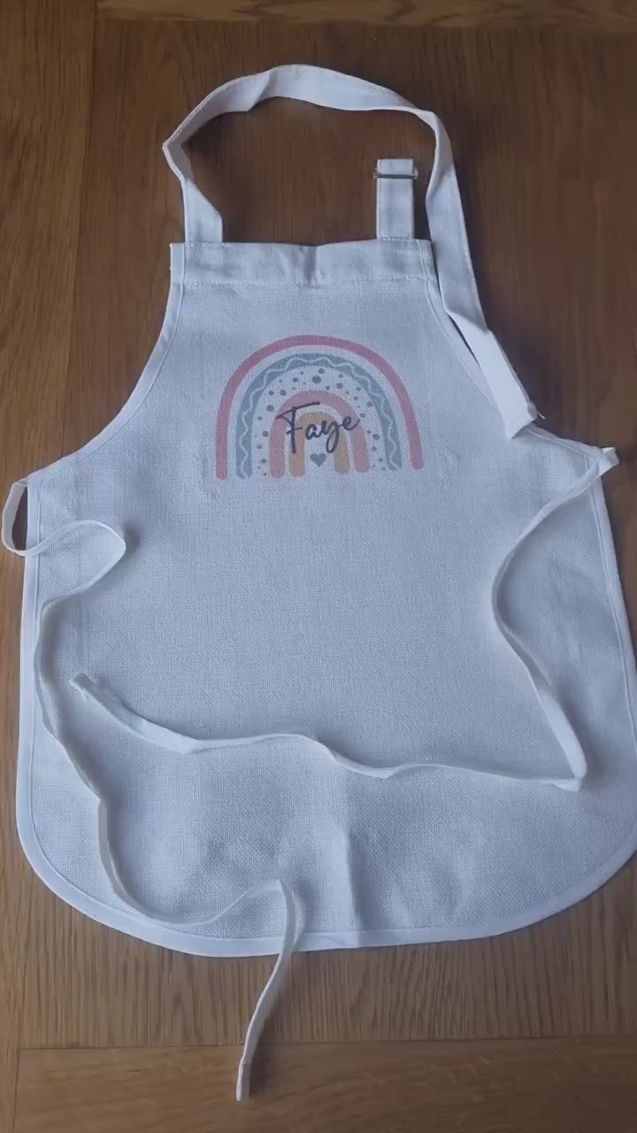 Personalised Kids Apron - Personalised Girl's Rainbow Apron - Baking Gifts - Kids Apron - Baking Set - Kid's Apron