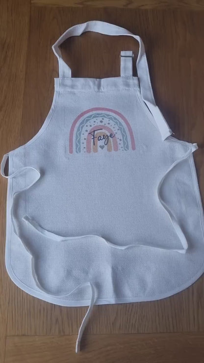 Personalised Kids Apron - Personalised Girl's Rainbow Apron - Baking Gifts - Kids Apron - Baking Set - Kid's Apron