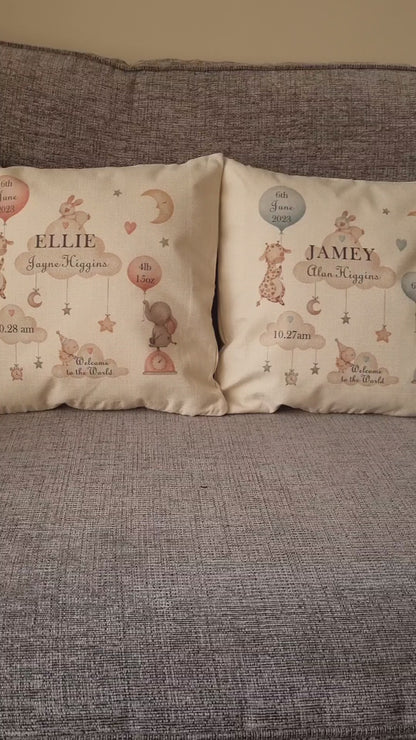 Personalised New Baby Cushion - Milestone Nursery Cushion - Personalised Baby Cushion - New Baby Gift