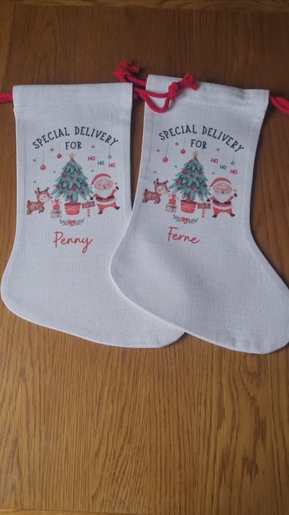 Personalised Santa Christmas Stocking - Cute Santa Stocking - Personalised Christmas Stocking - Family Stockings