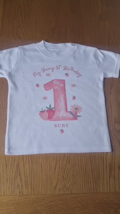 My Berry 1st Birthday T-shirt, Vest or Rompersuit Berry First birthday Top, 1st Birthday T-shirt, first birthday t-shirt - One Today